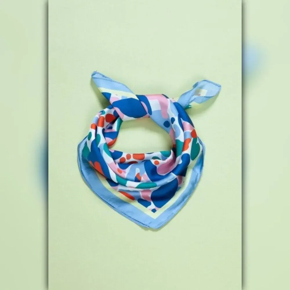 A218-E • Bold Abstract Leopard Silky Bandana Scarf - Picture 2 of 4